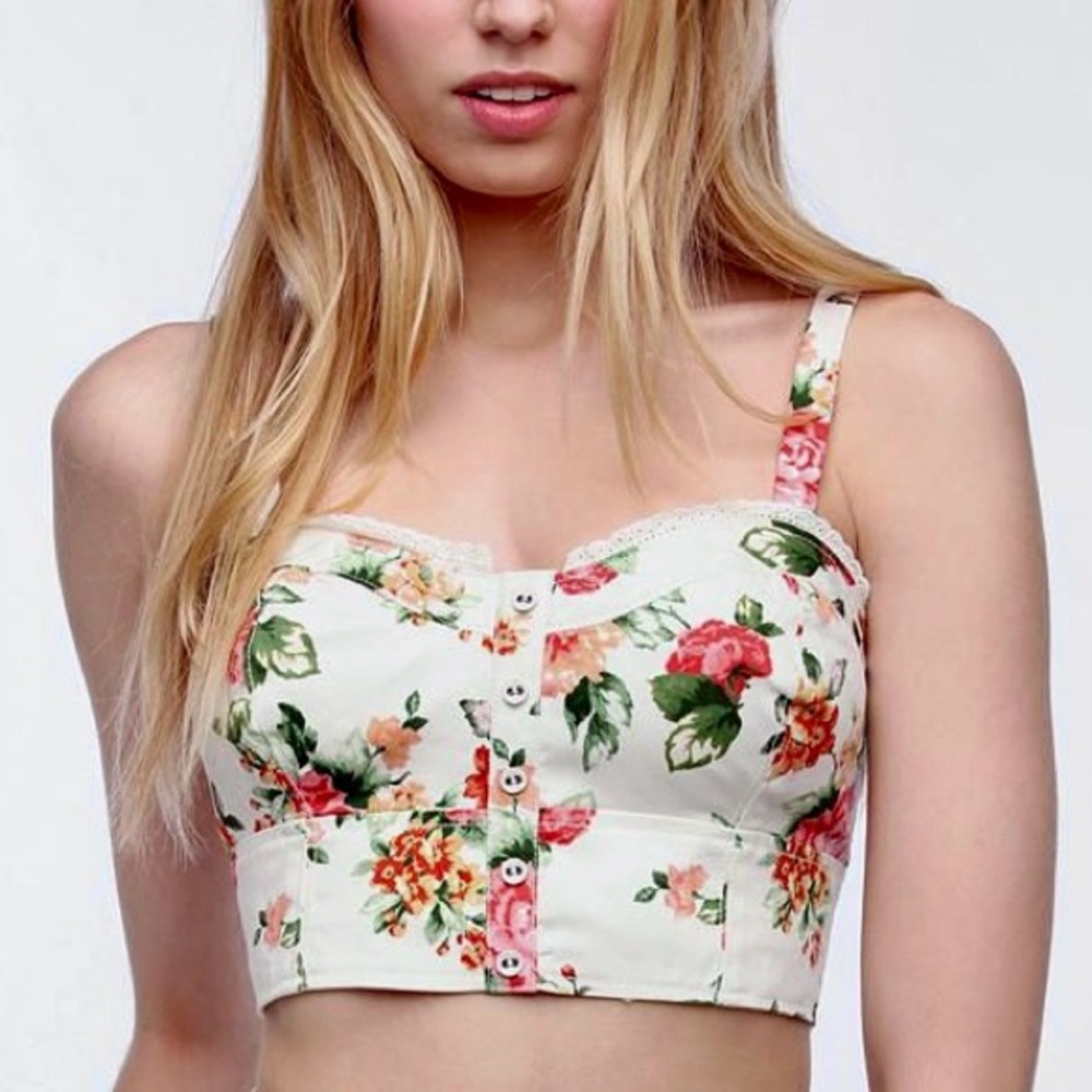 Kimchi Blue Floral Pin Up Bustier Crop Top